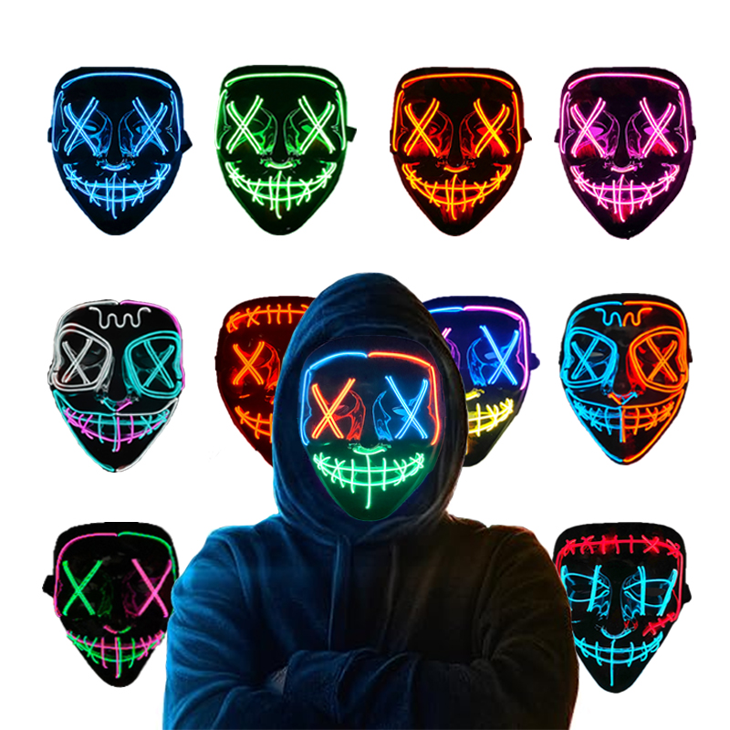 Masques de cosplay néon lumine - Led Purge Mask Halloween avis et prix