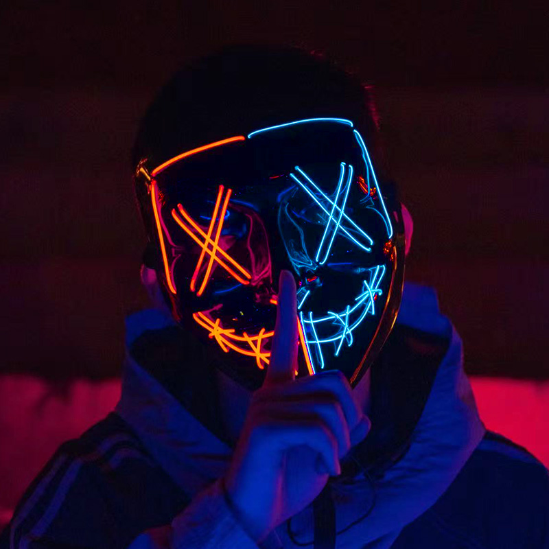 Masques de cosplay néon lumine - Led Purge Mask Halloween avis et prix