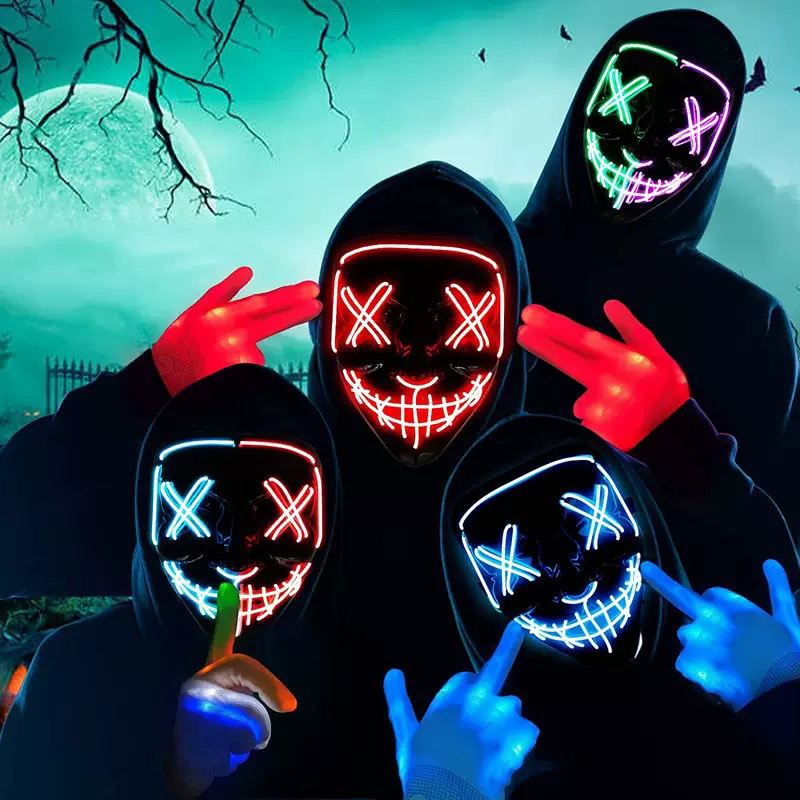 Masques de cosplay néon lumine - Led Purge Mask Halloween avis et prix